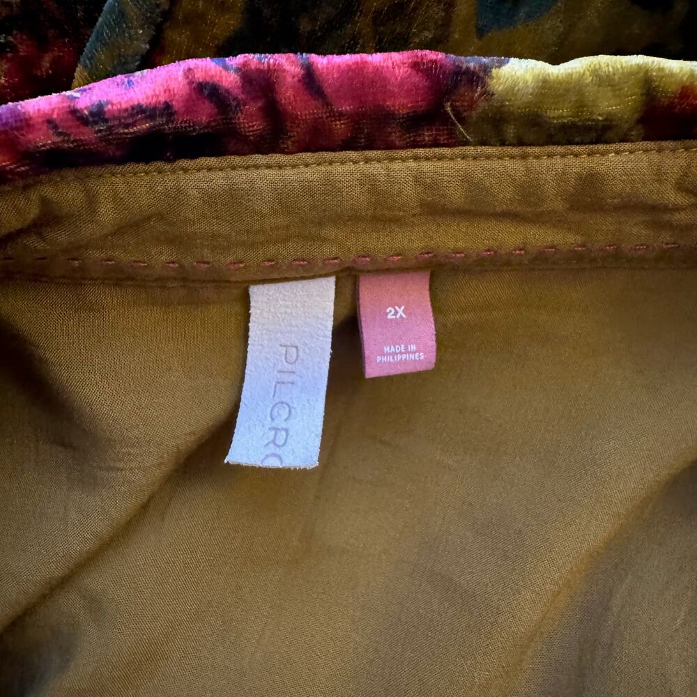 Anthropologie Pilcro Hadley Relaxed Velvet Burnout Shirt 2X Mustard Festival - Picture 5 of 16